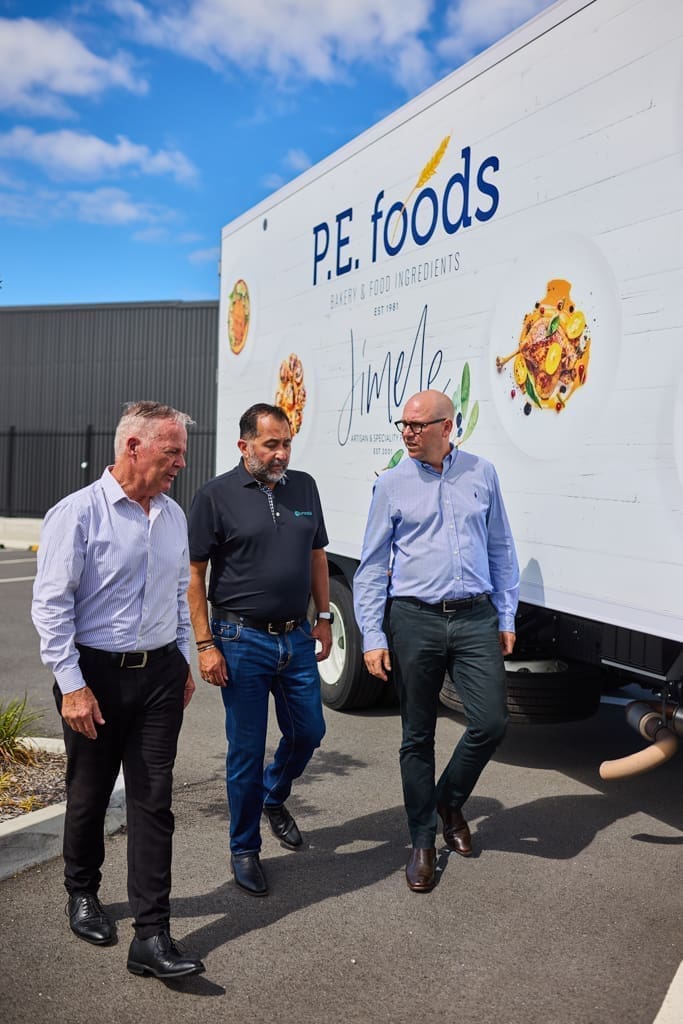 Eurocold and P.E.Foods walking around truck